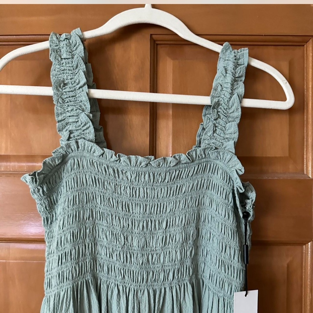 Calvin Klein Light Green Smocked Top